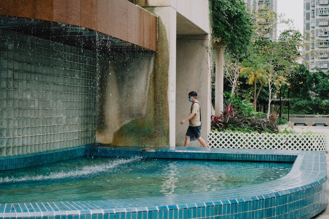 Beautifully renovated pool with new tiles and water features